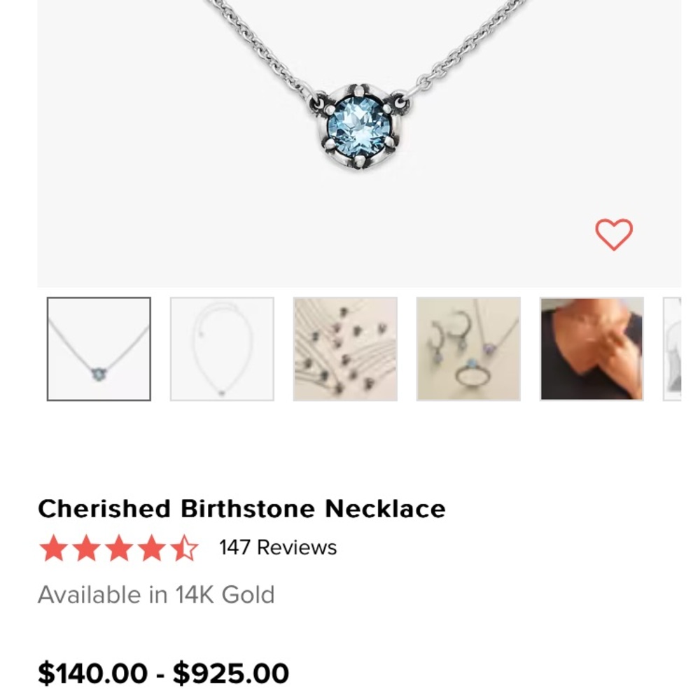 James Avery Cherished adjustable birth stone necklace … March stone